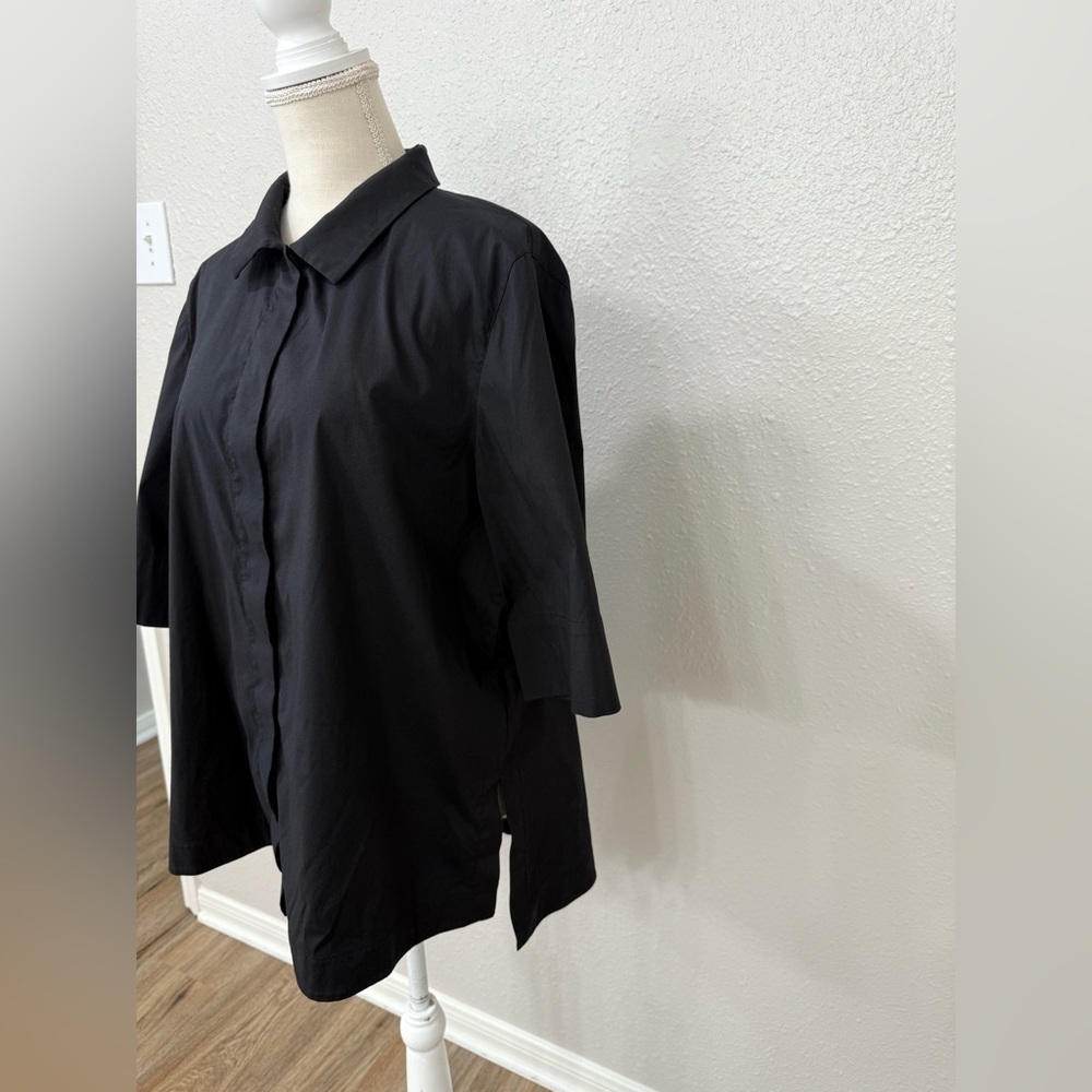 Lafayette 148 New York Plus Marla Blouse Women's Black XL - Picture 4 of 10
